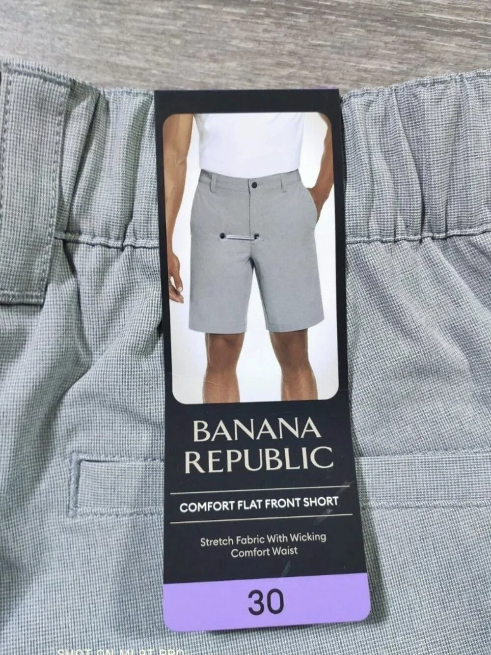 NEW Banana Republic Mens Flat Front Shorts Comfort Waist 30 NWT Gray Stretch